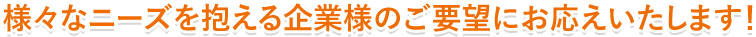 様々なニーズを抱える企業様のご要望にお応えいたします！